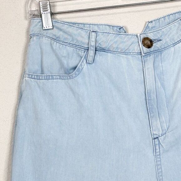 SPRWMN Light Blue Chambray Wide Leg Pants S Boho Lightweight High Waist Casual - Picture 7 of 12